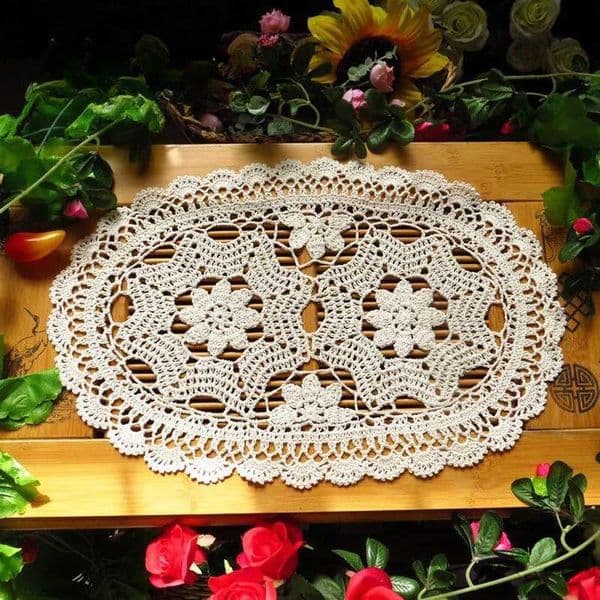 Crochet Cotton 1PC 30cm Lace Tablecloth Vintage Doily Place Mat Handmade Table Round Table Cover For Coffee Table Photo Props J260609