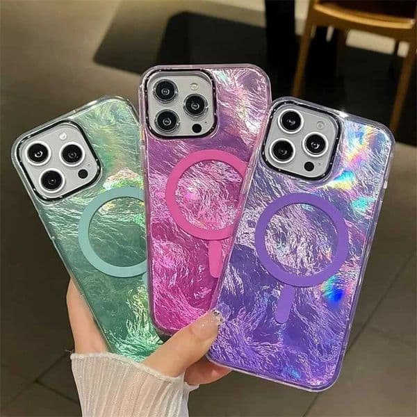 Gradient Glacial Texture Magnetic Case for IPhone 17 Air 16 15 14 13 12 Pro Max Plus 17Pro 16Pro 17Air Mag Safe Cover J260609
