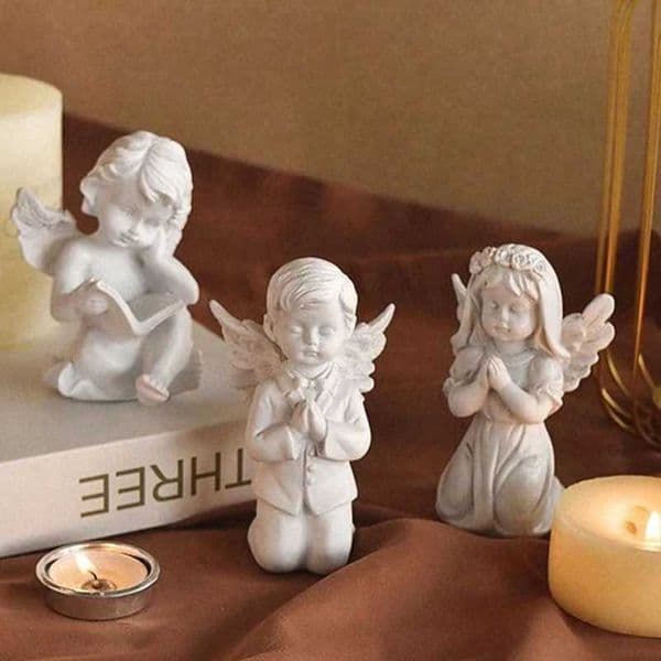 DIY Epoxy Resin Gypsum Form Ornament Mould Home Decoration 3D Prayer Angel Silicone Molds Scented Candle Plaster Mold D260609