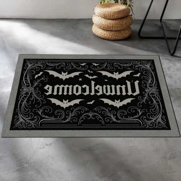 Art Gothic Horror Dragon Bat Pumpkin Unwelcome Mat Dark Scary Decorative Non-slip Carpet Rug for Halloween Home Decoration D260609