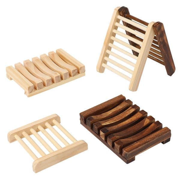 Natural Wooden Soap Box Dishes Bath Soap Holder Wooden Case Tray Mildew Resistant Drain Bathroom Washroom Accessory