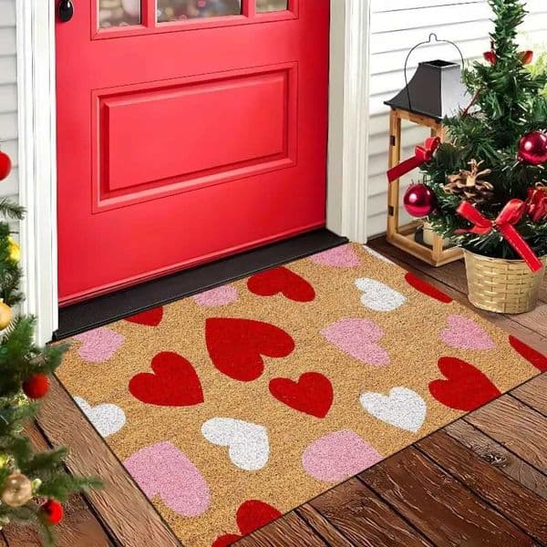 Day Valentines Heart-Shaped Welcome Doormat Indoor/Outdoor Entrance Mat Wedding Valentines Day Home Decor D260609