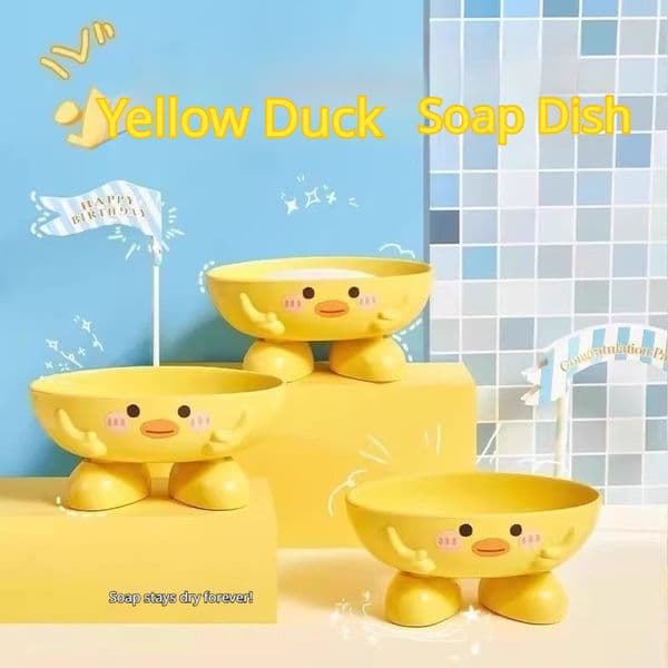 Cute Little Yellow Duck Soap Dish with Drainage Holes - Cartoon-style Creative Children s Soap Dish and Storage Rack