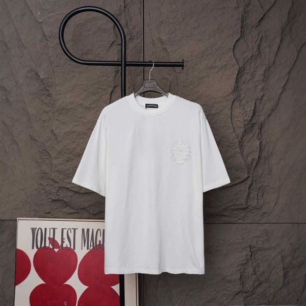 High quality designer clothing Correct version of CH Chrome 2026 Summer Laser Burnout Appliqu Embroidery Short Sleeve T-Shirt for CouplesSHIF