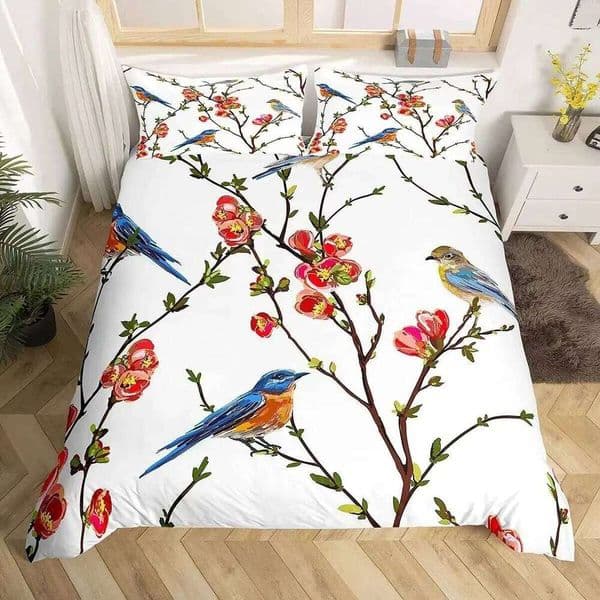 Cartoon Birds Duvet Watercolor Branches Animal Bedding Set Comforter Cover Adults Kids Single Full Size Quilt Covers 26Y0609
