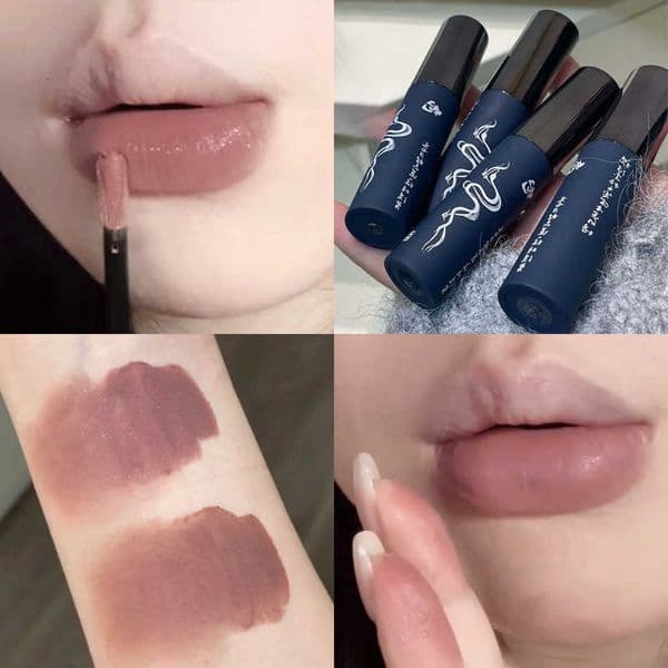 Shimmer Velvet Matte Lip Glaze Nude Lip Mud Waterproof Grey Pink Liquid Lipstick Long-lasting Non-drying Red Lip Gloss Cosmetics M260609