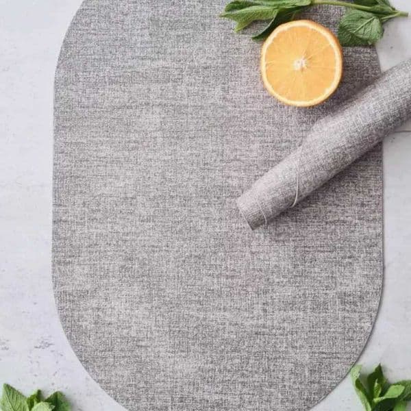 1/4/10pcs Grey Oval PU Faux Leather Placemats Reversible Washable Heat-Resistant Table Mats for Wedding Dining Table Decor J260609