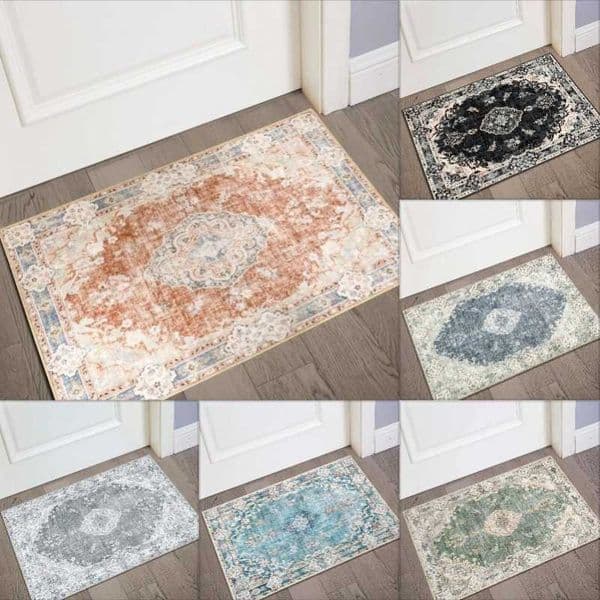 Washable Small Rugs Carpet Mat Non Slip Boho Vintage Distressed Farmhouse Home Decoration for Entryway Kitchen Bathroom Bedroom D260609