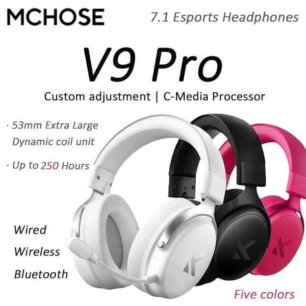 MCHOSE V9 Pro 71 Esports Headphones Head Mounted Four Mode Gaming Bluetooth C-Media Processor Computer with Microphone 2000mAh T260608