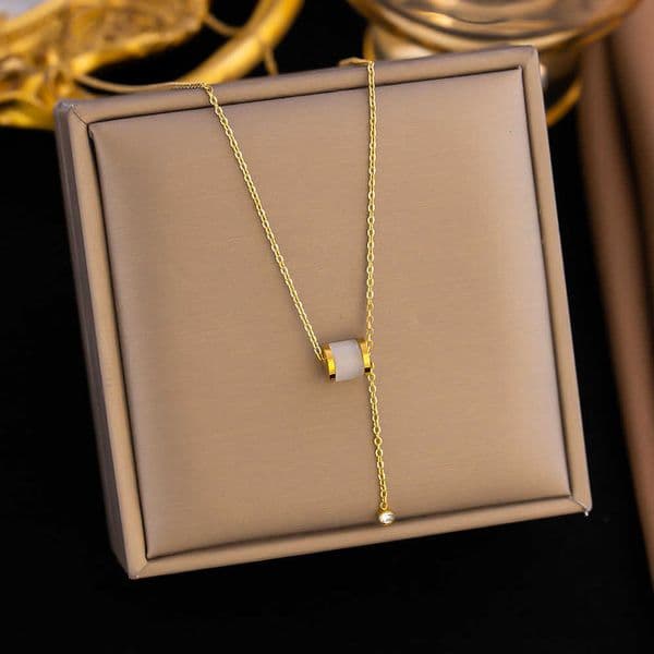 Pendant Stainless Steel Opal Oval Necklace For Women Female Korean Fashion Luxury Clavicle Chain Wedding Jewelry Party GiftR260609