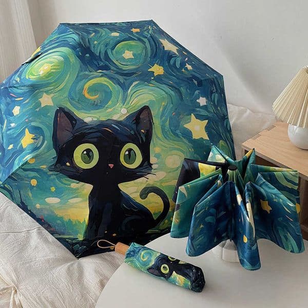 Umbrella Cartoon Folding Cat Green Professional Sun Protection And UV Protection Umbrella Dual use of Rain and Sunny Automatic C260609