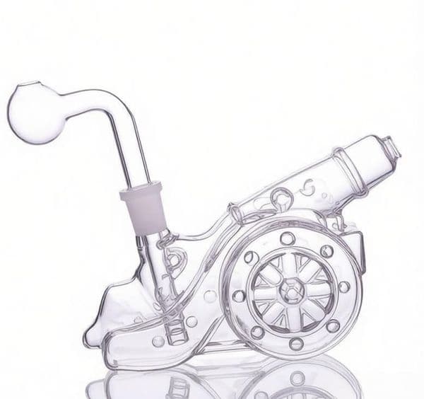 Wholesale Travel Newest Design Cannon Shape Clear water tobacco bong pipe Thick heady 14mm glass oil burner pipe with smoking Downstem banger bowl