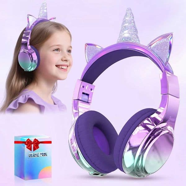 Unicorn Wireless Headphones for Kids Girls Bluetooth Earphones Foldable Cat Ear Headphones for School Travel Childrens Headset T260608