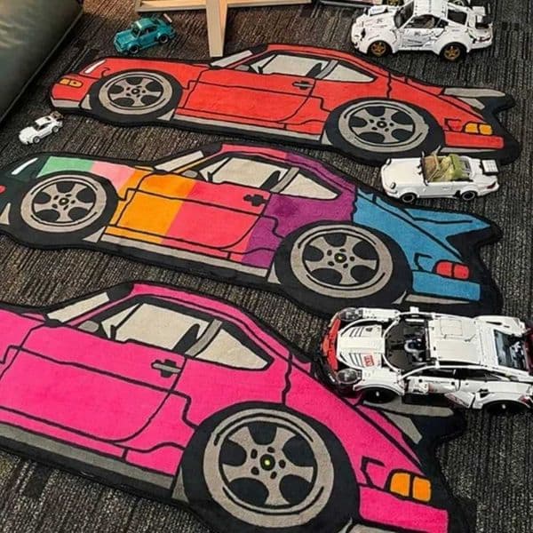Racing Creative Car Rug Room Runner Bedside Rug Gaming Room Floor Mat Soft Noise-Reducing Home Decor Foot Mat Blanket D260609
