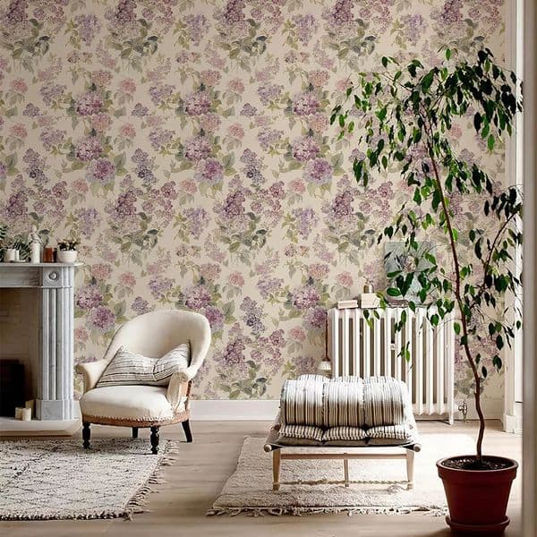 Purple Flower Wallpaper Self-adhesive Waterproof Wall Stickers Removable PVC Furniture Cabinet Wall Paper Room Home Decoration 260609