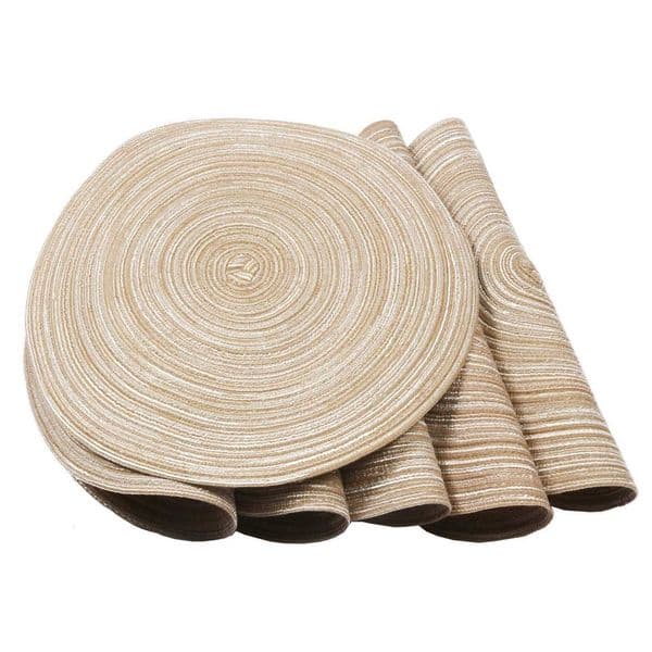 Braided Placemat Set of 6 Round Washable Round Placemats for Kitchen Table Round Table Mats for Party BBQ Christmas Everyday UseR260609
