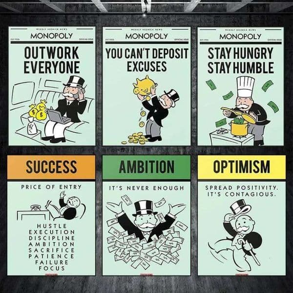Luxury Designer Decor room Alec Motivational Office Mural Wall Art Monopoly Poster Inspirational Quote Canvas Painting Home Decor Decoration 11