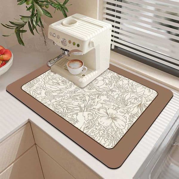 Tableware Drying Mat Kitchen Printed Coffee Machine Drain Pad Countertop Absorbent Draining Mat Placemat Dinnerware Table Decor J260609