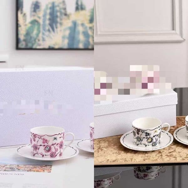 Porcelain DJia Granville Series Bone Coffee Cup and Saucer Set Afternoon Tea Cup Simple Style Couple Cup Gift Box Y260609