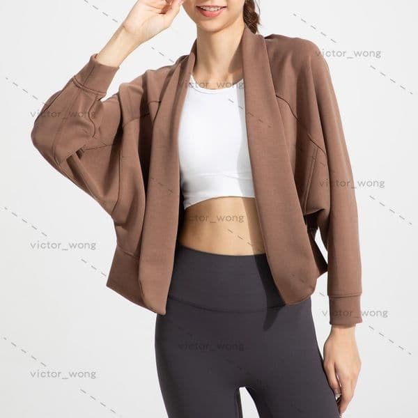 Designer Sand Wash Air Layer Long Sleeve Jacket Workout Cover Up Shawl Women's Modal Naked Loose Yoga Cardigan Clothing Top WT10