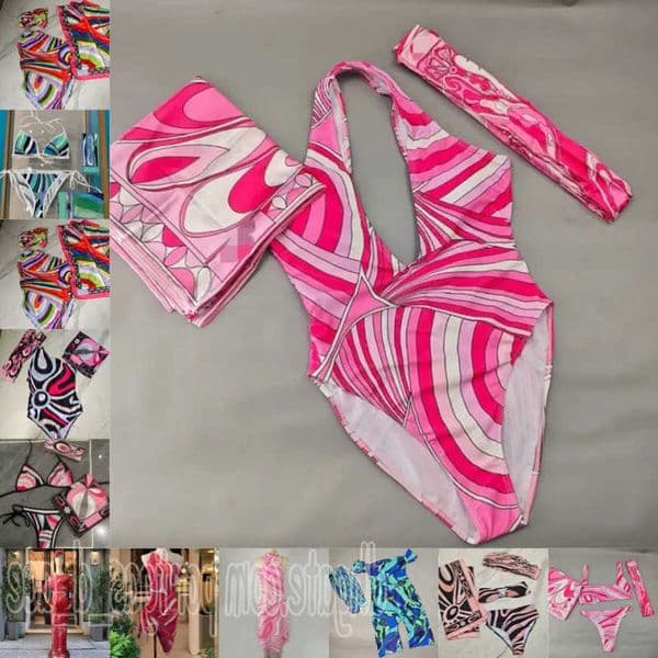 Bikini Swimwear Women Designer Sexy Headband Sarong Hollow Swimsuits Scarf Skirt V Neck Behwear Beh Holiday BathSuits One Piece Swimsuit