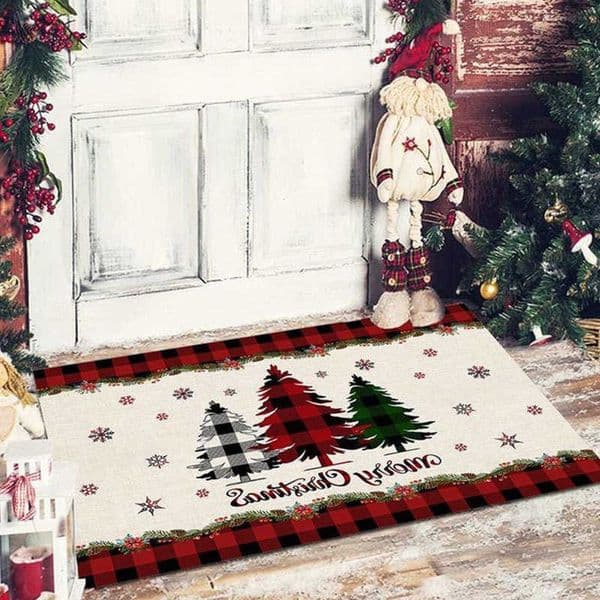 Decorative Christmas Doormat Stain-Resistant Non-Slip Indoor/Outdoor Entry Mat Porch Pathway Rug Home Decor D260609