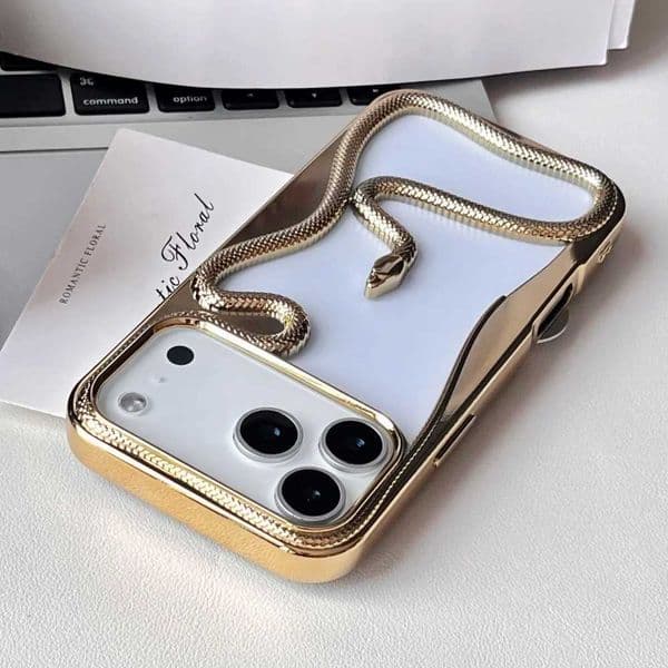 Snake Luxury 3D Hollow Heat Dissipate Case For iPhone 17 Air 15 16 14 13 12 Pro Max Plus 11 Shockproof Electroplated 17Pro Cover Z260609