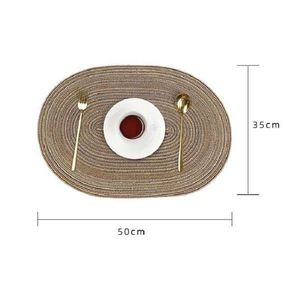 1/4/6/10PCS Oval Table Mats Braided Placemats for Dining Tables Natural Woven Oversized Place mats Set J260609