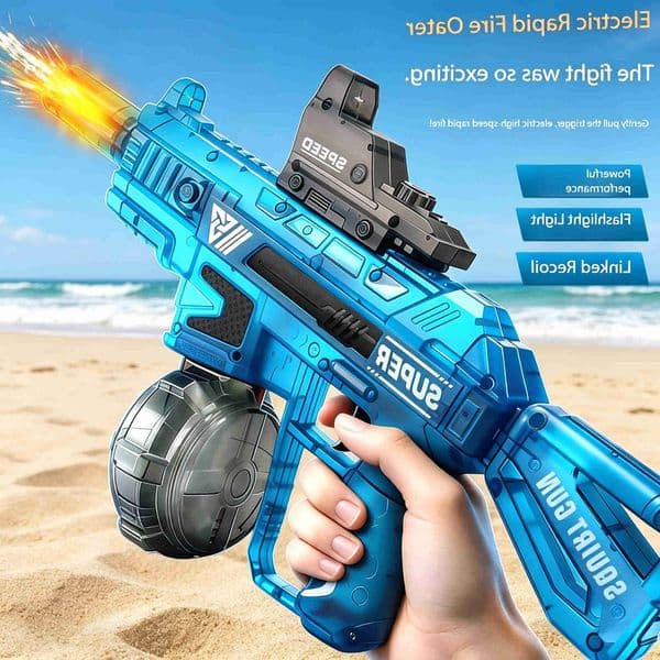 Electric Water Gun With Flame Light Effect High Pressure Rapid Fire Squirt Gun Blaster For Beach Outdoor Water Fighting Play L260609