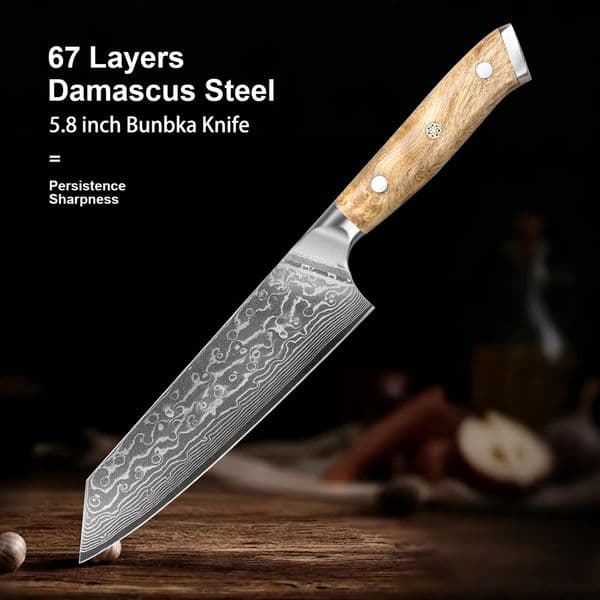 58 inch Damascus Steel Chef Knife Japanese Kitchen Bunka knife 67 Layer Super Steel Burl Wood Handle Peeling CutterGift Box 260608