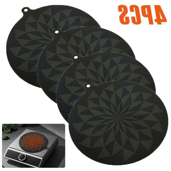 Induction Silicone Mat Thermochromic Round 4Pcs Induction Cooktop Mat Nonslip Countertop Protector Mat for Home Kitchen CookingR260609
