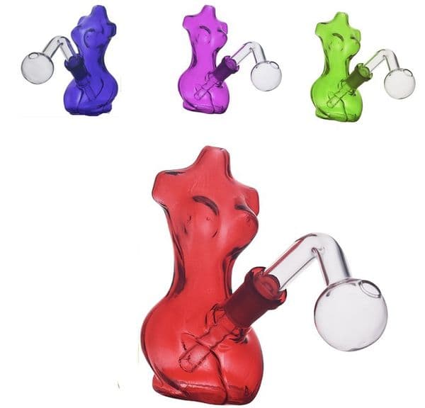 Wholesale Portable Colorful Mini water bong pipe Thick heady 14mm glass oil burner pipe with smoking Downstem oil banger bowl