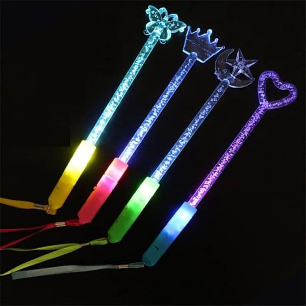 15pcs Festive Glow Fiber Optic Wands Light Up Butterfly Moon Star Crown Flashing Sticks with 3 Modes Led 260608