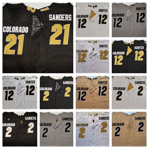 Buffaloes Football Jersey Stitched Colorado Jersey College Wears 12 HUNTER 2 SANDERS 21 SANDERS Men Women Youth Stitched Jerseys