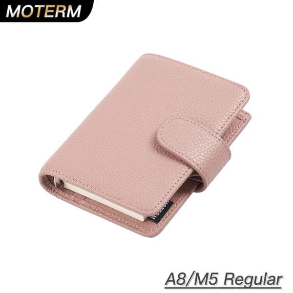 Moterm Regular A8 / M5 Size Rings Planner Pebbled Grain Cowhide 5-hole Mini Notebook with 15 MM Rings Organizer Journey Diary 260609
