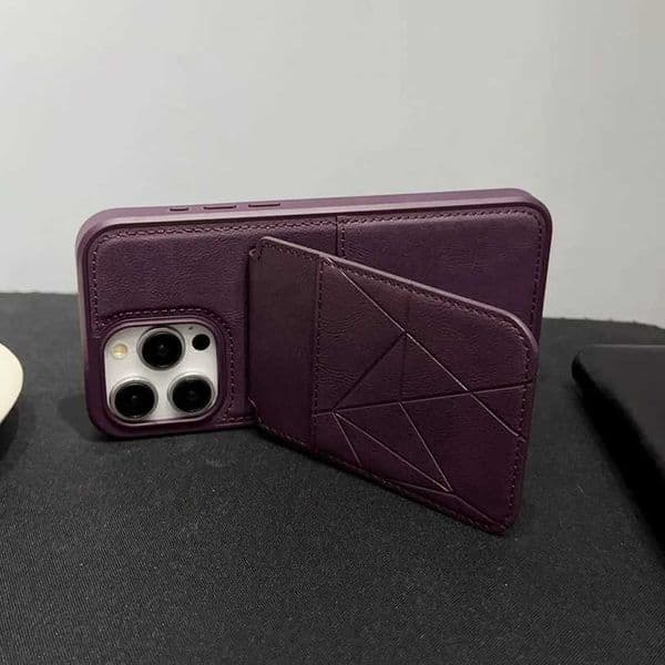 Card Business Leather Slot Bag Bracket Case For iPhone 15 14 13 12 11 Pro Max 15 Matte Stand Holder Wallet Skin Feel Soft Cover J260609