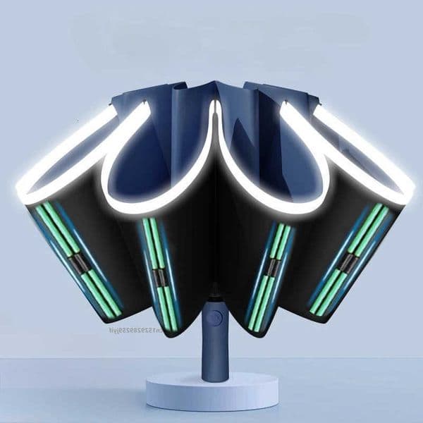 Automatic Bones 10K Windproof Double Umbrella 20 Ribs Reflective Strip Windproof Reverse Folding UV Umbrella For Car C260609