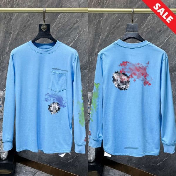 Chrmehearts Cross Long Sleeve Sanskrit Print Shirt For Mens And Womens American Street Wear Luxury Brand Chromelyheartt Clothing Hip Hop Punk Style Chothing 3B5