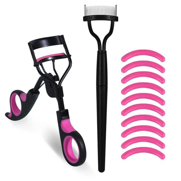 Eyelash tool set two-color handle eyelash clip with 10 silicone pads and eyelash steel comb which does not harm eyelashesT260609