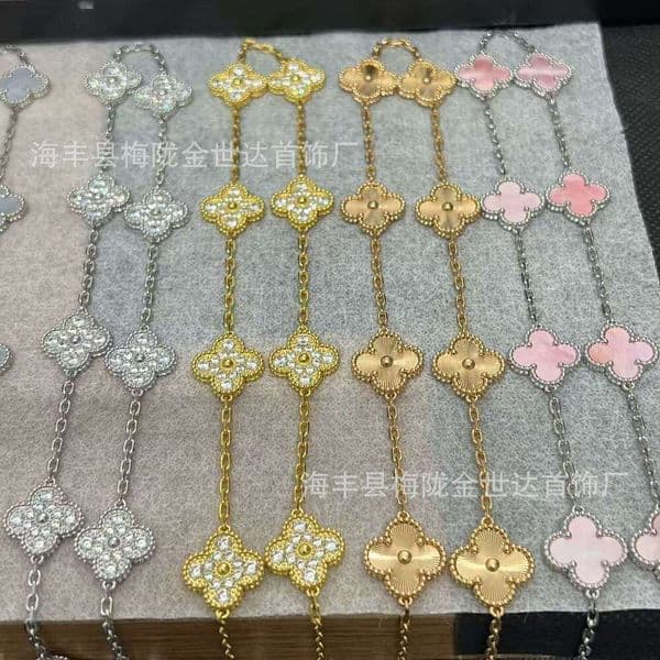 jewerly designer vanly cleeffly Model Four-Leaf Clover Ten-Flower Necklace Slim Floral Collarbone Chain Fashionable And Versatile Gift For A Girlfriend