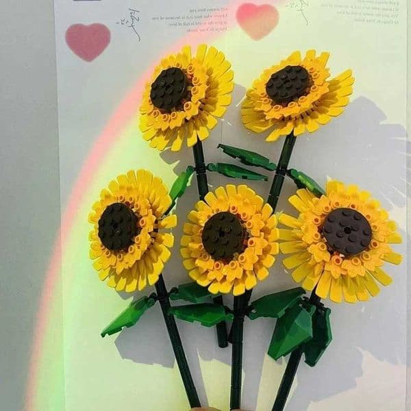 Sunflower 10/5/1PCS Blocks City Creative Plant Desktop Decoration Building Blocks Classic Bricks Girls Toys Birthday Gifts H260609DW09