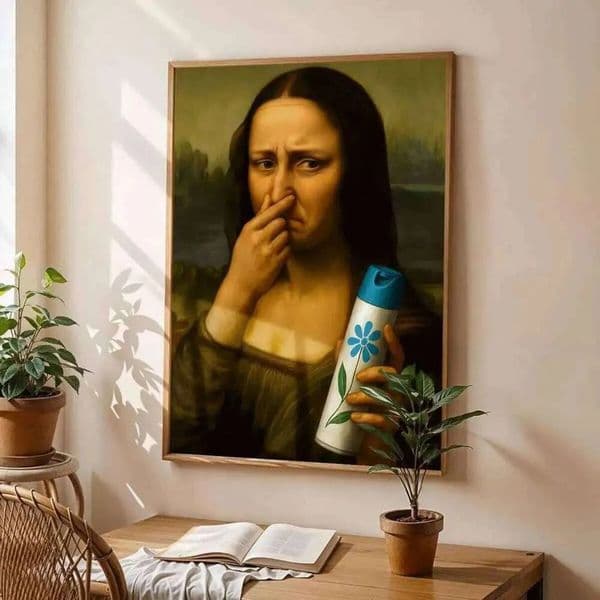 Luxury Designer Decor Mona Lisa Funny Canvas Print Vintage Abstract Prints Wash Room Bathroom room Toilet Hallway Wall Art Home Decor Poster 10