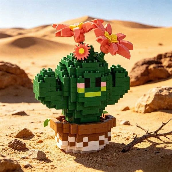 Cactus 338pcs Desert 3D Puzzle Building Blocks Toy Flower Bonsai Ornament for Home Decor DIY Succulent Gift for Kids Birthday Z260609