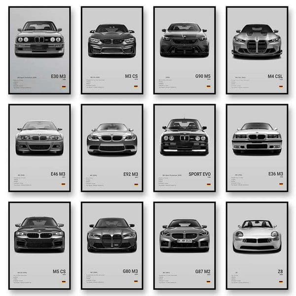 G80 M3C E39 Canvas Wall Art Print Poster M5 CS G87 M2 Sports Car Decorative Painting Modern Home Decor Gift Unframed J260609