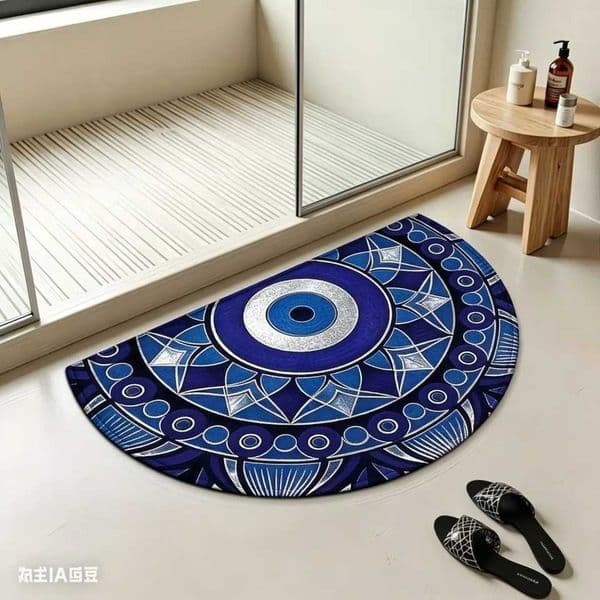 Style Mediterranean Evil Eye Semi-Circular Carpet Entrance Welcoming Mat For Bedroom And Bathroom Home Decoration D260609