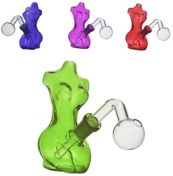 Newest Creative Portable Colorful Mini water bong pipe Thick heady 14mm glass oil burner pipe with smoking Downstem oil banger bowl