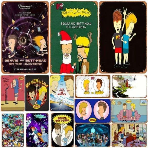 Vintage Poster Beavis & Butt-Head Metal Tin Signs Posters Plate Wall Art for Cafe Bar Office Club Party Decor J260609