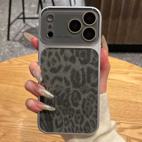 Luxury Leopard Print Leather Texture Phone Case For iPhone 17 Air 16 15 14 Pro Max 13 Cool Matte Shockproof Bumper Cover Funda L260609