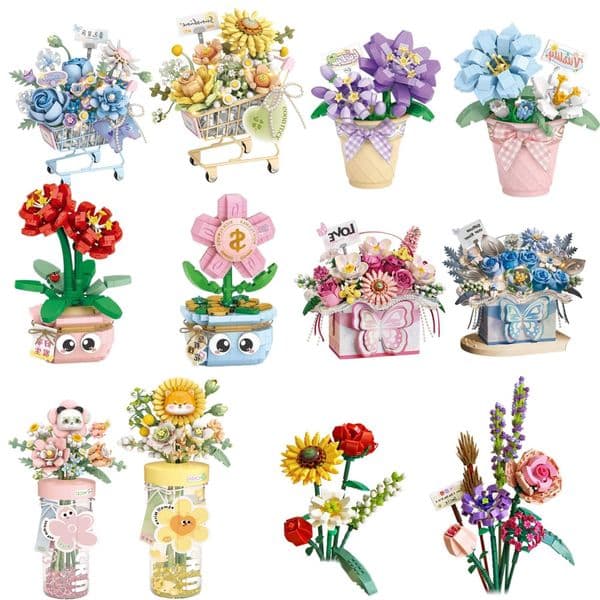 Creative LOZ Flower Bouquet Building Blocks DIY Assembly Mothers Day Valentines Birthday Gift Desktop Decor Women Girls Mom H260609H9MJ