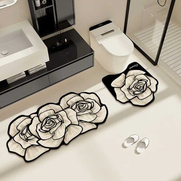 Premium VIKAMA French 1/3PCS Carpet Shaped Toilet Carpet Light Luxury Bathroom Toilet Absorbent Non-slip Cushion Home Decoration L2606101